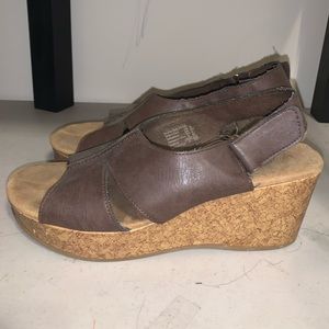 Brown Cork Wedge Sandals